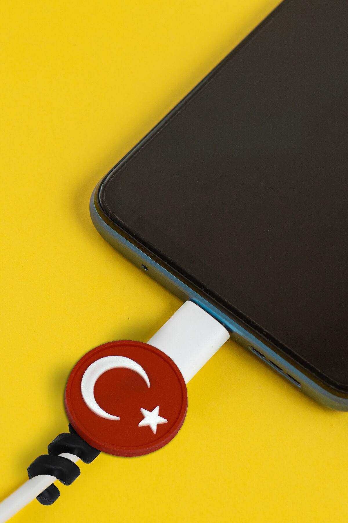 Ay Yıldız İphone Xiaomi Samsung Huawei Uyumlu Kablo Koruyucu - TKK0005