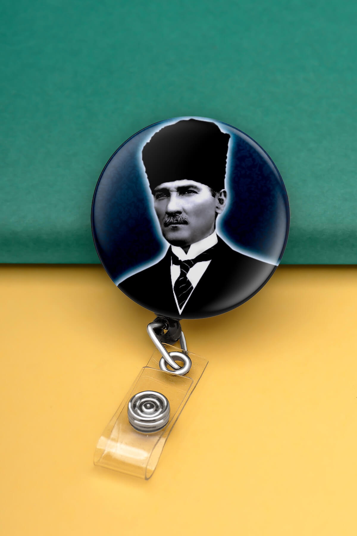 Mustafa Kemal Atatürk Metal Buton Yoyo Yaka Kartığı Kart Tutucu Yoyo Kartlık - MBY0003