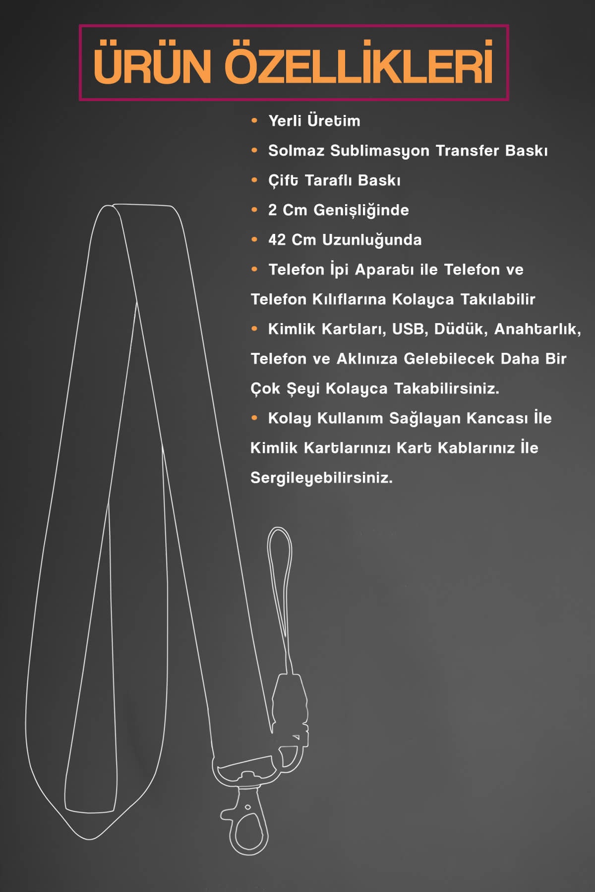Yaprak Desenli Yaka Kartı Aksesuar Boyun İpi Boyun Aski İpi Telefon Askısı - ASK0328