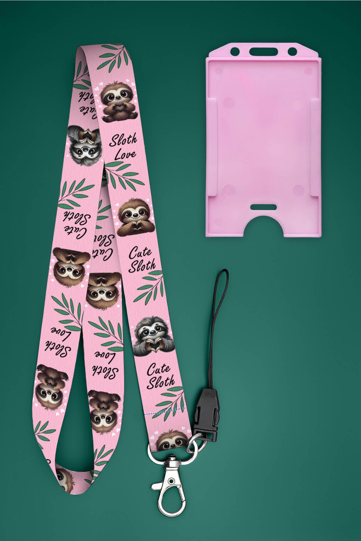 Cute Sloth Desenli Boyun İpi Boyun Askı İpi Boyun Askısı ve Kartlık - ASS0335-1
