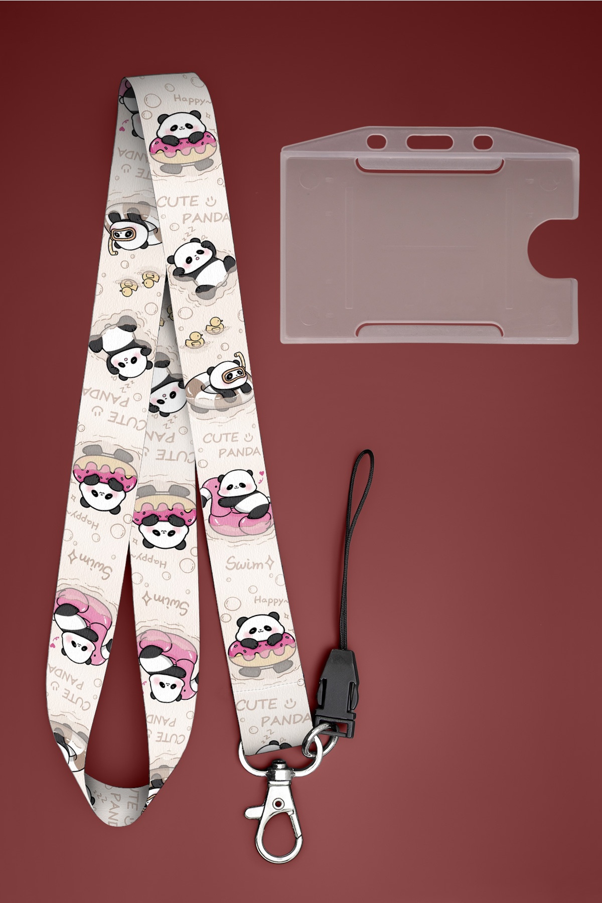 Cute Panda Boyun İpi Boyun Askı İpi Boyun Askısı ve Kartlık - ASS0331