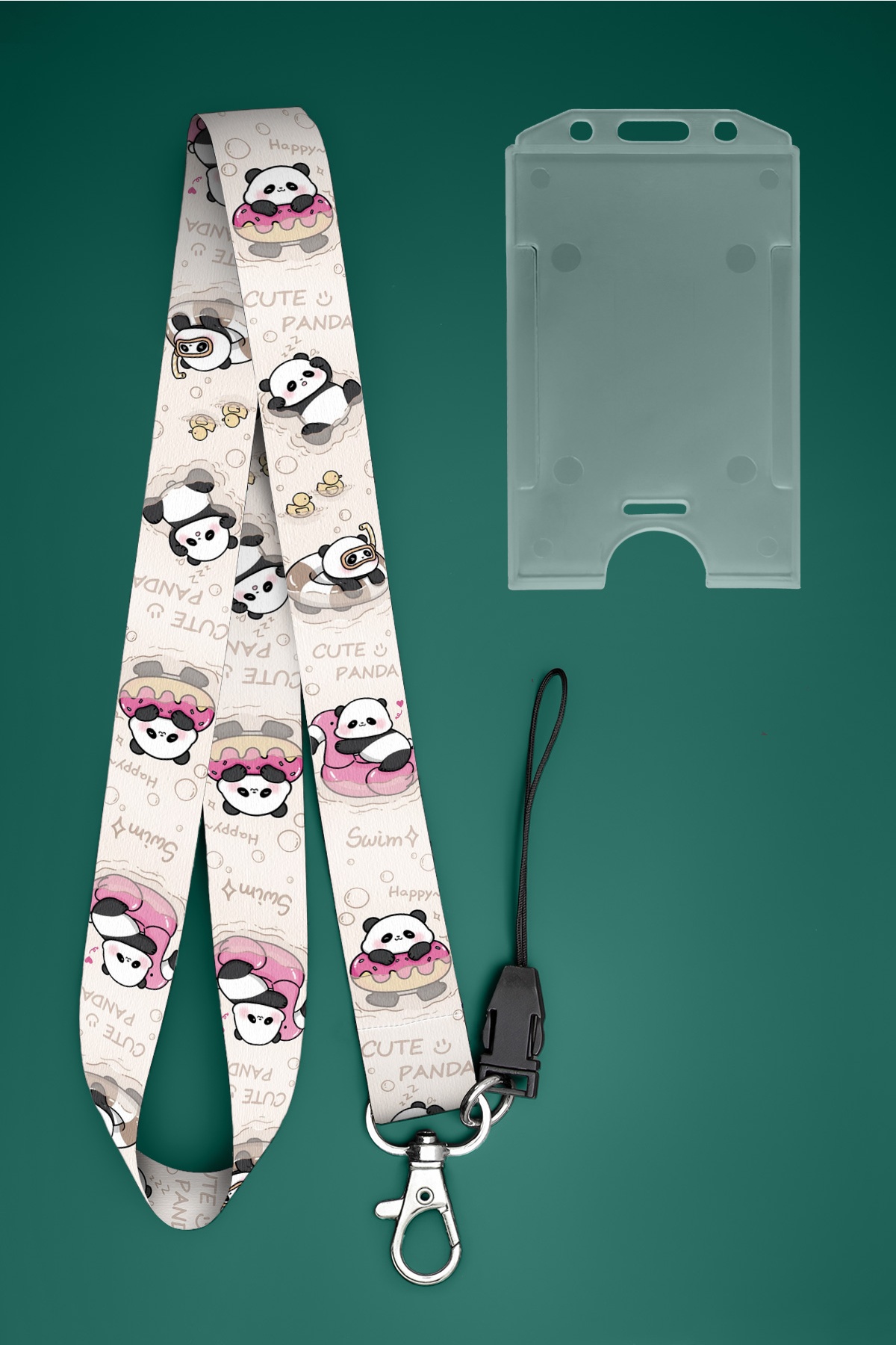 Cute Panda Boyun İpi Boyun Askı İpi Boyun Askısı ve Kartlık - ASS0331-1