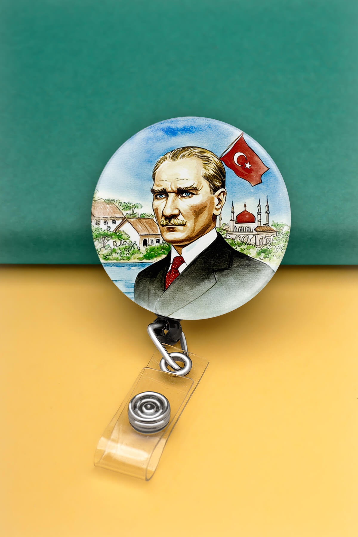 Mustafa Kemal Atatürk Buton Yoyo Yaka Kartığı Kart Tutucu Yoyo Kartlık - MBY0054