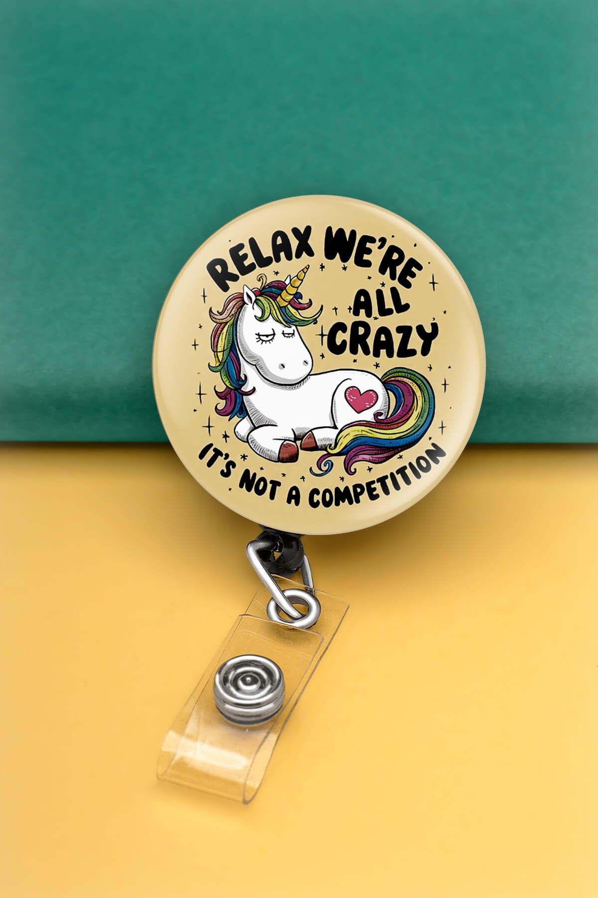 Unicorn Rahat Ol Hepimiz Deliyiz Buton Yoyo Yaka Kartığı Kart Tutucu Yoyo Kartlık - MBY0066
