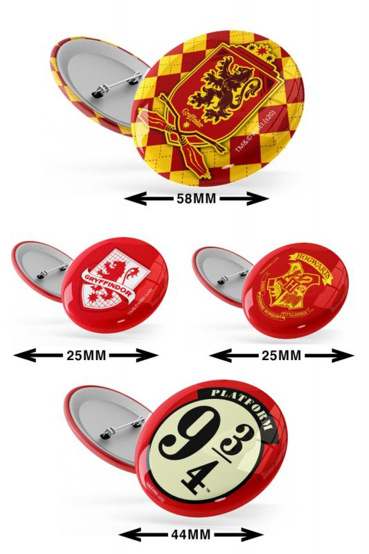 Harry Potter Gryffindor 4 Lü İğneli Buton Rozet Broş Çanta Rozeti - BTT0001