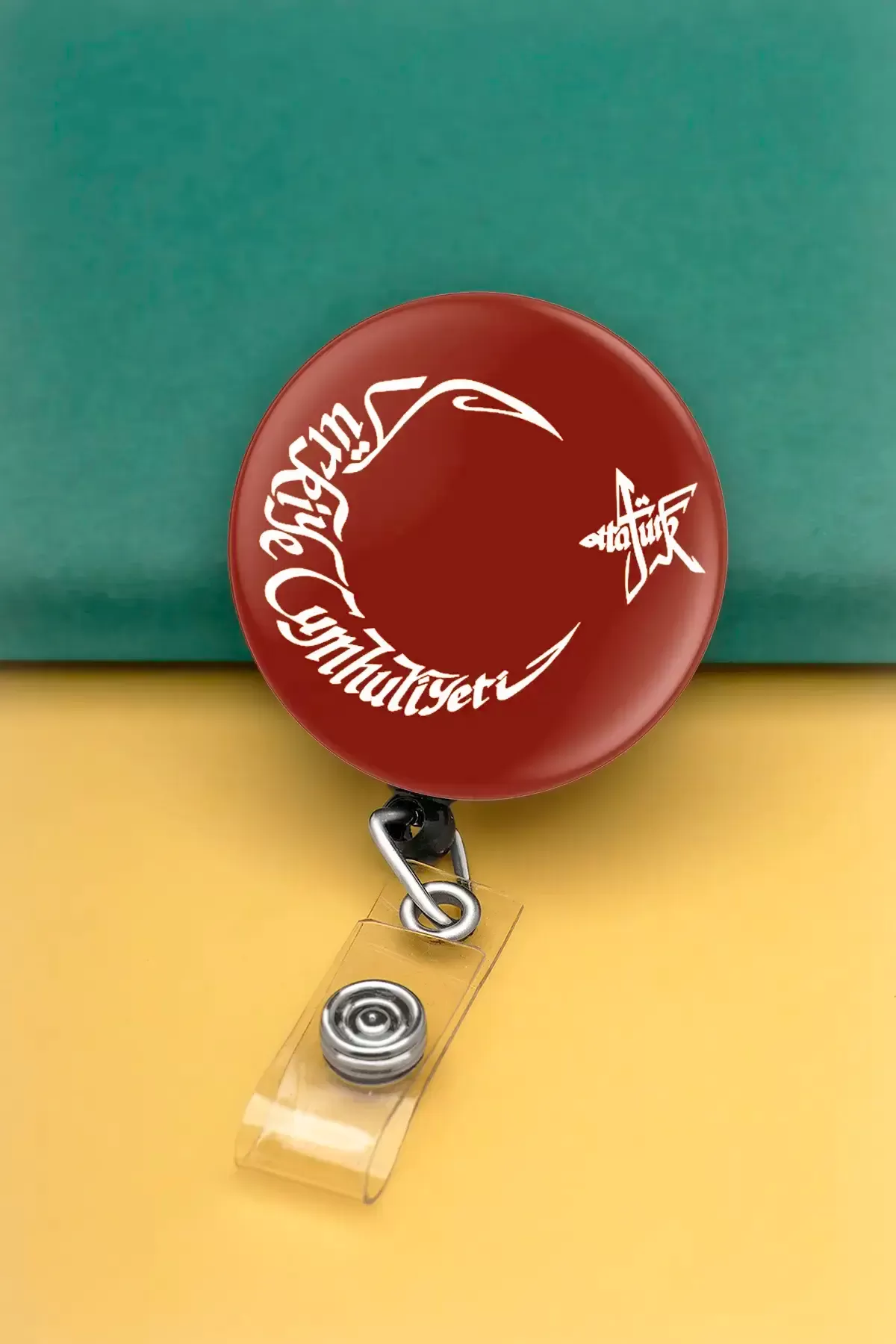 Ay Yıldız Atatürk Metal Buton Yoyo Yaka Kartığı Kart Tutucu Yoyo Kartlık - MBY0073