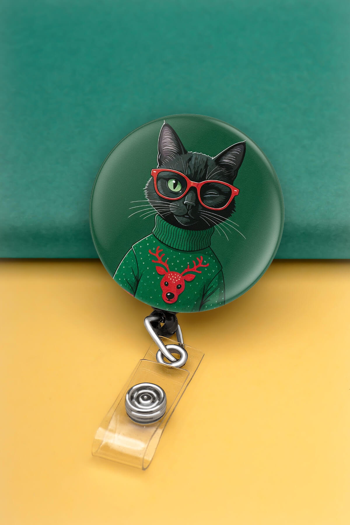 Kazaklı Kedi Metal Buton Yoyo Yaka Kartığı Kart Tutucu Yoyo Kartlık - MBY0072