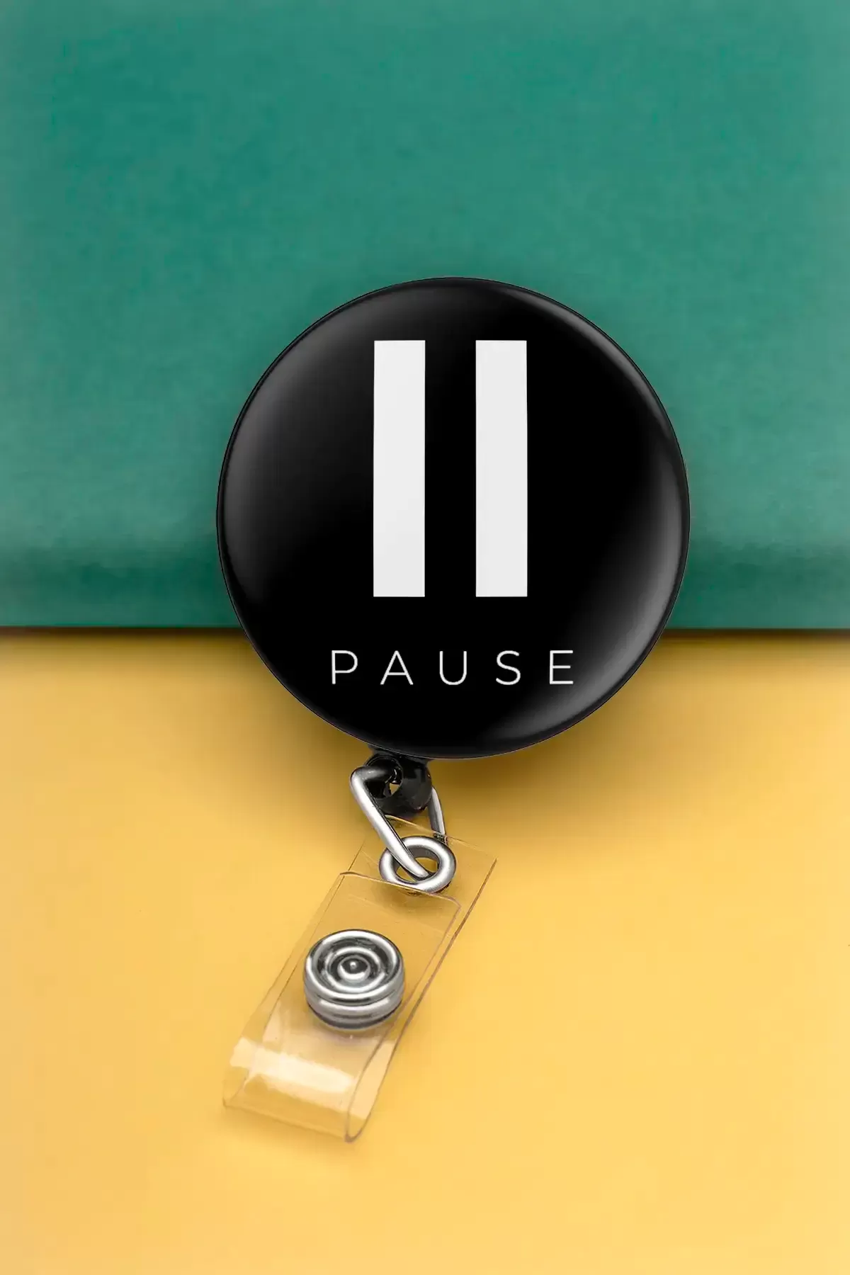 Pause Metal Buton Yoyo Yaka Kartığı Kart Tutucu Yoyo Kartlık - MBY0080