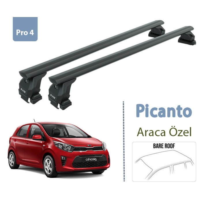 Kia Picanto Ara Atkısı Tavan Taşıyıcı Paw Pro 4 2017- Sonrası Siyah