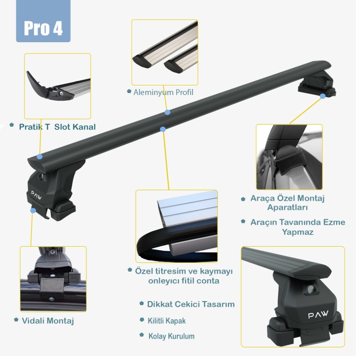 Jeep Commander Xk Ara Atkısı Tavan Taşıyıcı 2006-2010 Siyah Set Pro 4
