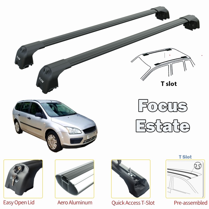 Ford Focus Estate T Slot 2004-2011 Siyah Ara Atkısı Pro 2
