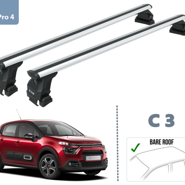 Citroen C3 Oluksuz Toros Pro 4 Ara Atkısı Gri Set 2016- Sonrası