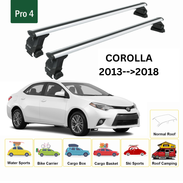 Toyota Corolla Portbagaj Taşıyıcı Ara Atkısı Tavan Taşıyıcı Paw Pro 4 2007-2013 Gri