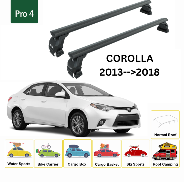 Toyota Corolla Portbagaj Taşıyıcı Ara Atkısı Tavan Taşıyıcı Paw Pro 4 2007-2013 Siyah