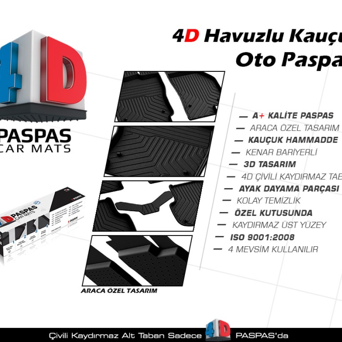 Ford Tourneo Courier 4D Havuzlu Paspas 2024 Üzeri A+ Kalite