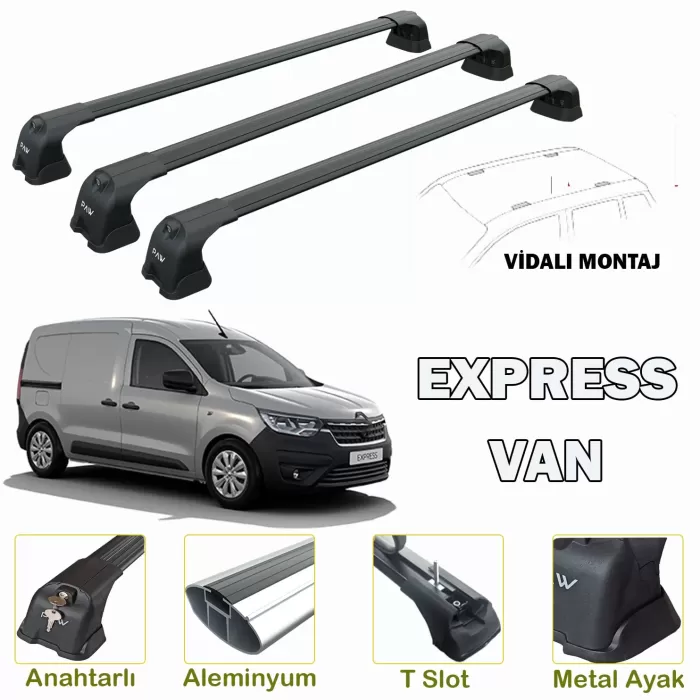 Renault Express Üst Merdiven Taşıyıcı Tavan Yük Sabitleyici Bar 3 Adet