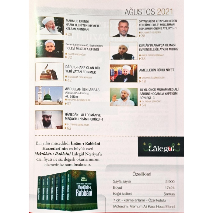 Lalegül Dergisi Ağustos 2021 Sayısı