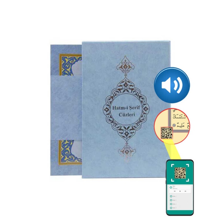 Orta Boy 30 Cüz Kuran-ı Kerim (Mavi, Karton Ciltli, Kutulu)