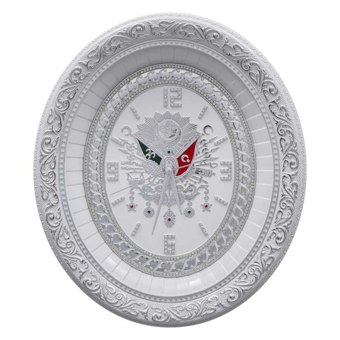 Osmanlı Armalı Saat (Beyaz-Gümüş, 32x37)