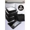 Lüks 7 Parça Bavul Dolap Eşya Düzenleyici Pencereli Organizer Set Siyah ( 3 Adet )