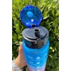 Süzgeçli Motivasyon Su Şişesi Matara 1 Lt. Suluk Tritan | BPA İçermez Mavi Pembe