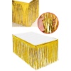 Işıltılı Metalize Masa Eteği Dekoratif Püskül Gold | Masa Eteği 400 x 65cm