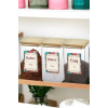 3lü Etiketli Vakum Kayın Ağacı Kapaklı Kristal Saklama Kabı Seti | Çiçek Tema Çay Kahve Şeker Etiketli Set 1700 mL