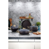 Armoni Serisi 7 Parça Granit Güveç Tencere Tava Seti | Granit Tencere Set Cam Kapaklı Siyah