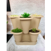 2 Katlı Şanslı Yonca Kule Saksı Seti | Çiçek Bitki Sebze Meyve Salon Mutfak Banyo Bahçe Saksı Seti Bronz