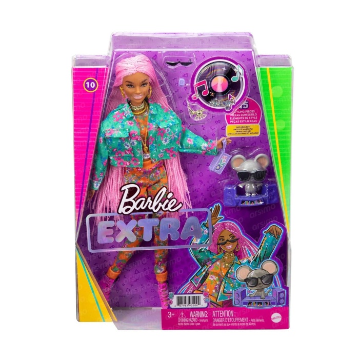 Barbie Extra - Pembe Örgü Saçlı Bebek |  +3 yaş