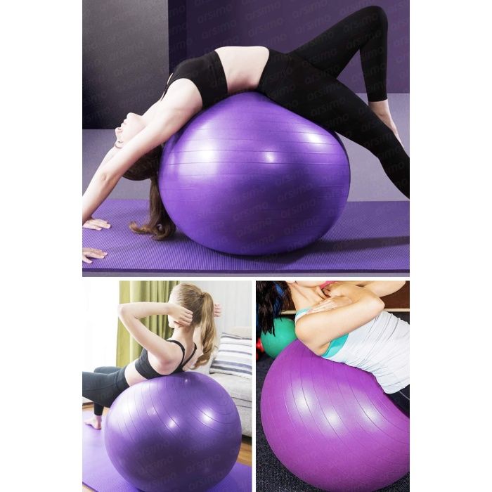 65 cm Fitilli Pilates Yoga Egzersiz Antrenman Jimnastik Fitness Denge Topu  Büyük Boy