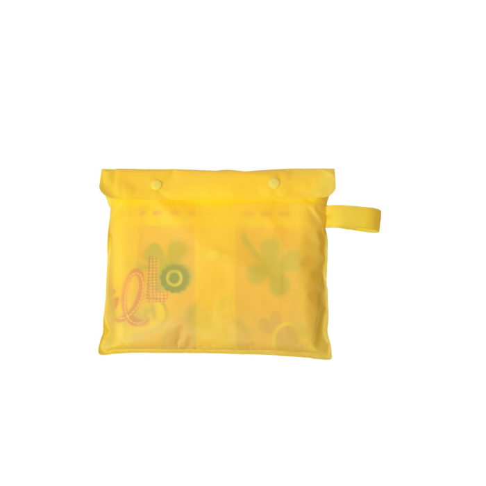Hayvan Figürlü Kapüşonlu Çocuk Yağmurluk Çantalı Sarı L