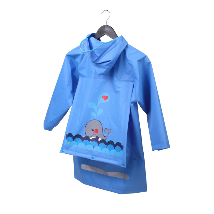 Hayvan Figürlü Kapüşonlu Çocuk Yağmurluk Çantalı Mavi M