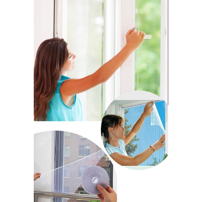 Kesilebilir Pencere Sinekliği 2 Adet Cırt Bantlı Yapışkanlı 100cm x 150cm