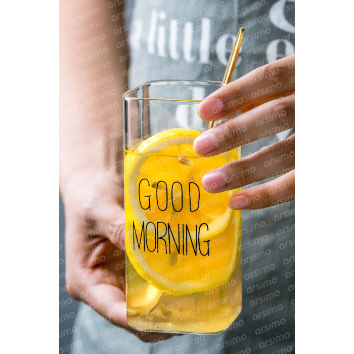 Good Morning Dikdörtgen Isıya Dayanıklı Borosilikat Kokteyl Meşrubat Bardağı 380 Ml | Kare Bardak 14 cm