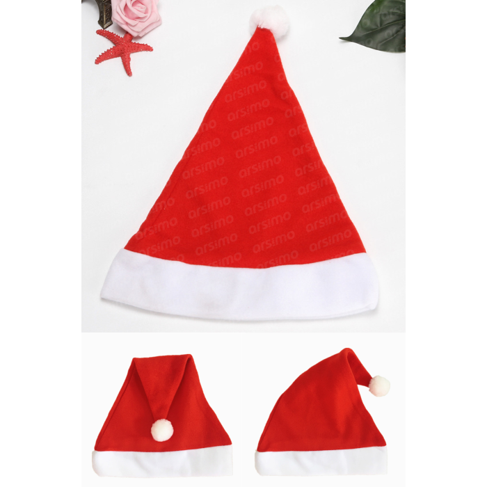 (2 Adet) Polar Yılbaşı Noel Şapkası | Noel Baba Christmas Şapkası Polar