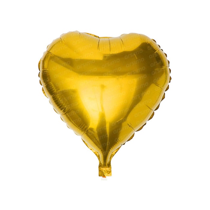 Kalp Parlak Gold Balon 45 cm - 18 | Dekoratif Kalp Şeklinde Helyum Balon