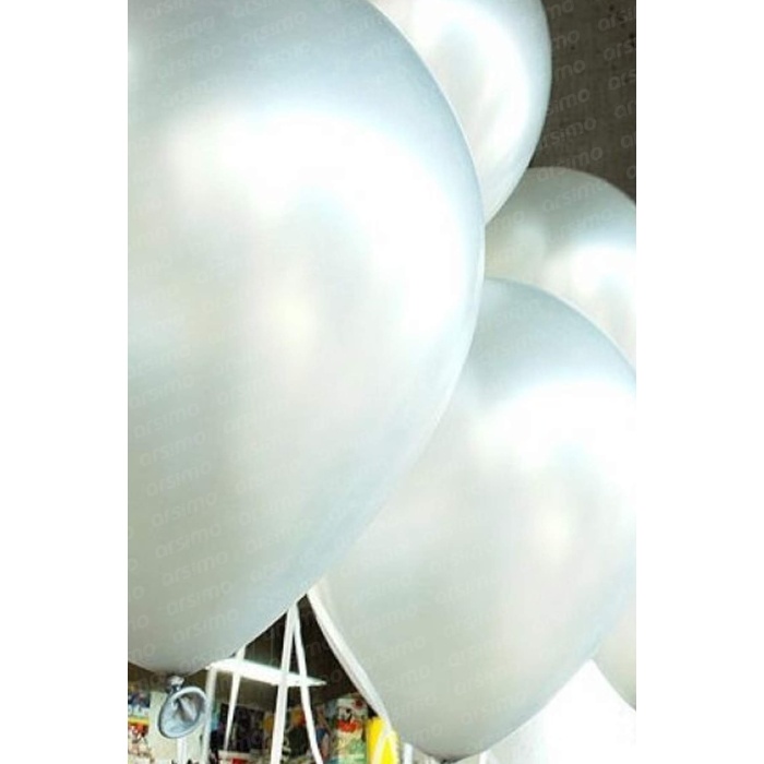 Metalik Beyaz Balon Helyum Doldurulabilir 30 Adet | 12 Inç Beyaz Metalik Balon Seti