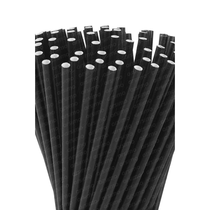 250 Adet Kağıt Pipet Seti Siyah | Çevre Dostu Kağıt Pipet | İçecek Meşrubat Kokteyl Pipet 20 cm