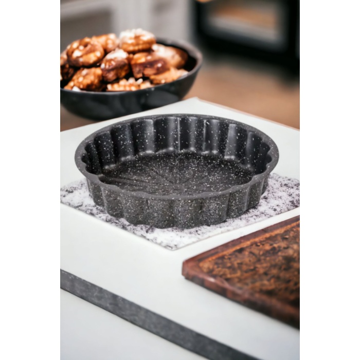 Granit Turta Kek Parfe Tatlı Kalıbı Kalp Desenli | Granit Fırın Kek Pişirme Kalıbı Kalpli 30 cm