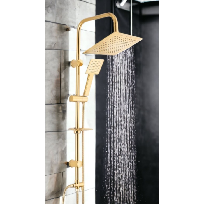 Robot Duş Seti Gold Kare | Çok Fonksiyonlu Yağmur Robot Duş Sistemi Kare Gold