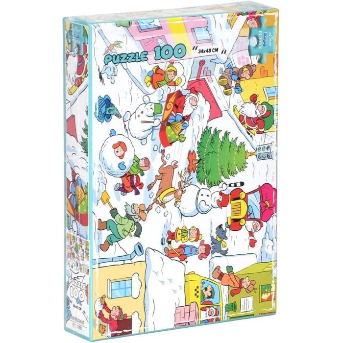 Kar Eğlencesi 100 Parça Puzzle Yapboz Oyun Seti | Kutulu Puzzle Set LC7344