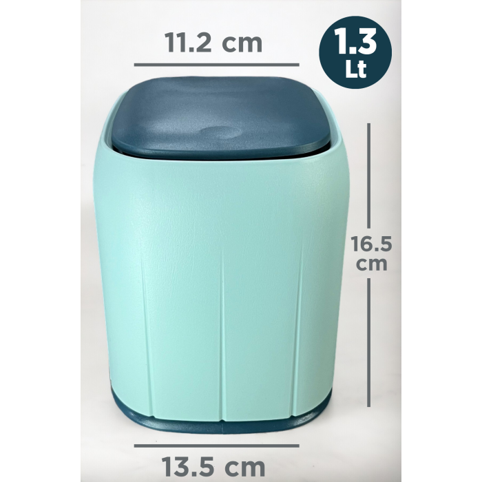 Dokunmatik Sihirli Çöp Kovası 1.3 Lt | Bas Aç Kapaklı Çöp Kutusu | Banyo Mutfak Ev Ofis Tezgah Üstü Çöp Kutusu Mavi