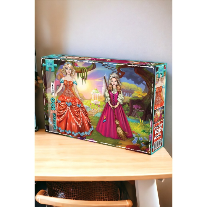 Prenses ve Kül Kedisi 100 Parça Puzzle Yapboz Oyun Seti | Kutulu Puzzle Set LC7346