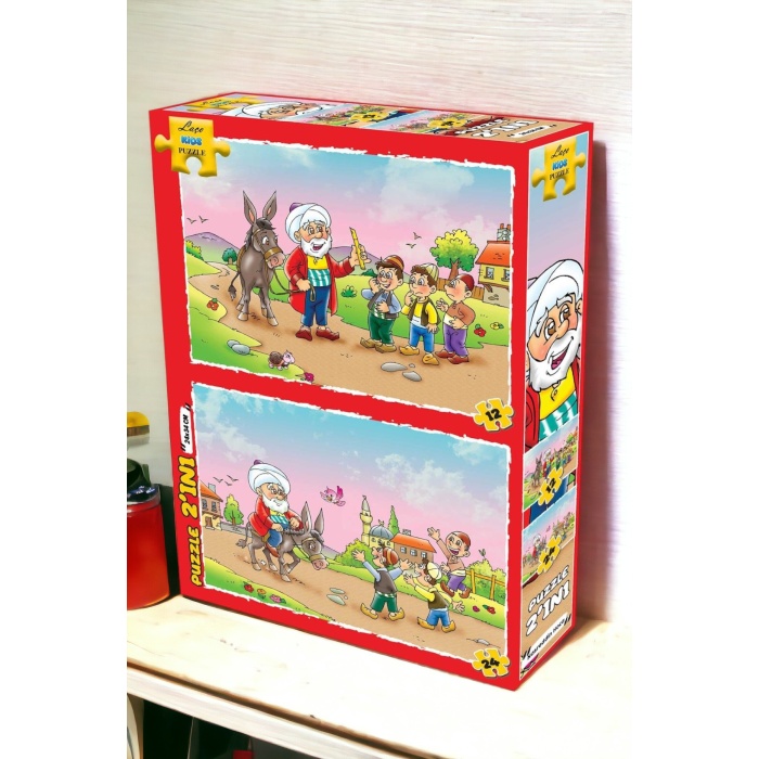 Nasreddin Hoca 2 in 1 Set 12 ve 24 Parça Puzzle Yapboz Oyun Seti | Kutulu Puzzle Set LC7336