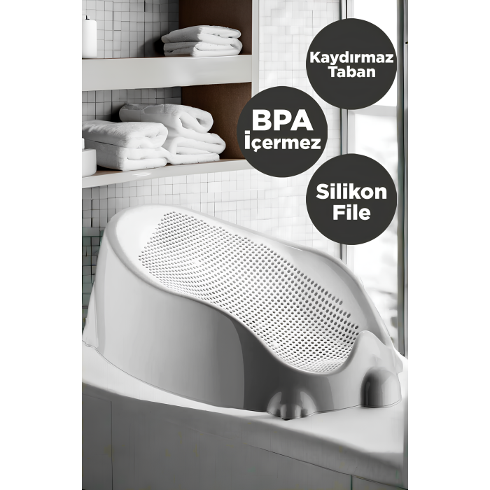 Soft Silikon Koruyuculu Bebek Yıkama Banyo Küveti | Silikon Fileli Bebek Yıkama Besleme Banyo Oturağı