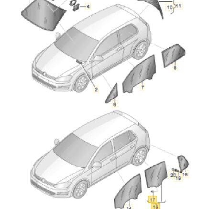 Kapı Camı (Sol Arka)(VW)(5G6845025)(VW Golf 7)