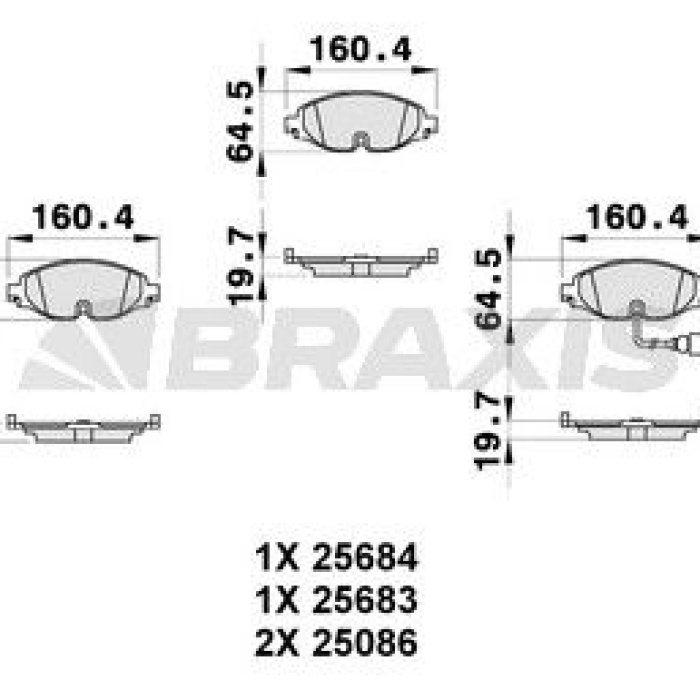 Fren Balata Seti (Ön)(BRAXIS)(AB0313)(VW AUDI SEAT SKODA)