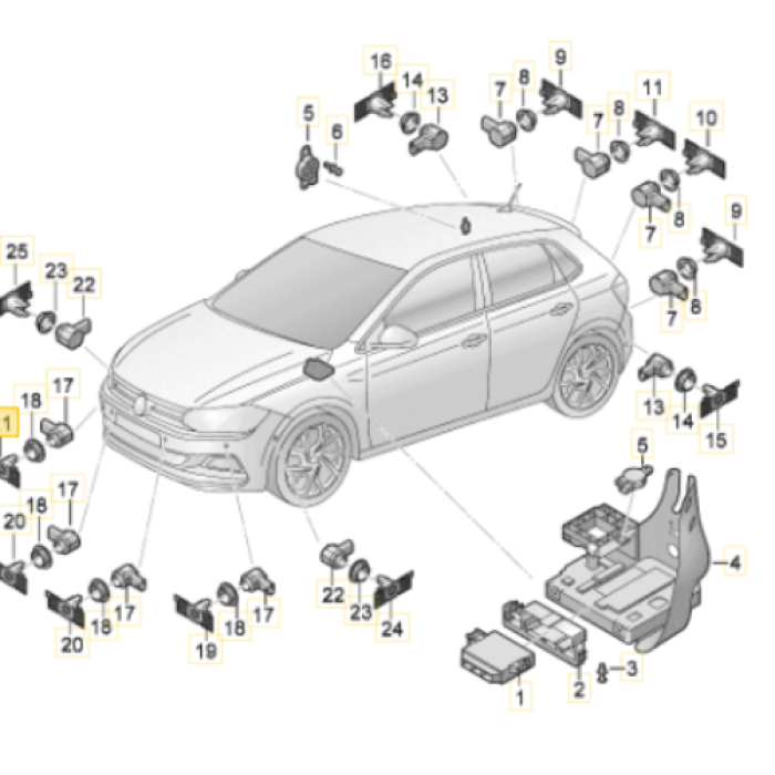 Braket, Park Sensörü (Sağ Ön)(VW)(2G0919494)(VW Polo 5)
