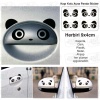 6 adet Panda Kapı Kolu Dikiz Ayna Siyah Sticker, Araba, Oto Etiket, Tuning, Aksesuar, Modifiye